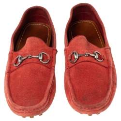 Gucci Red Suede Horsebit Loafers Size 42