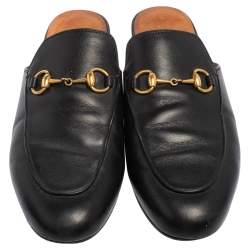 Pre Owned حذاء سلايد غوتشي برينس تاون جلد أسود مقاس 37