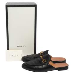 Pre Owned حذاء سلايد غوتشي برينس تاون جلد أسود مقاس 37