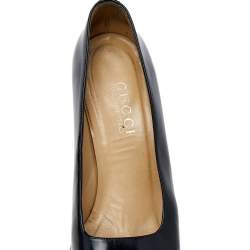 Gucci Black Leather Block Heel Pumps Size 37