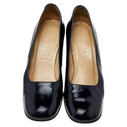 Gucci Black Leather Block Heel Pumps Size 37