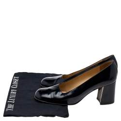 Gucci Black Leather Block Heel Pumps Size 37