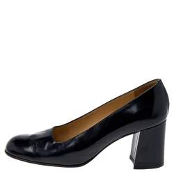 Gucci Black Leather Block Heel Pumps Size 37