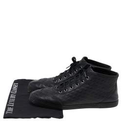 مملوكة مسبقًا حذاء رياضي غوتشي مرتفع من أعلى جلد مايكروغوتشيسيما أسود مقاس 39.5