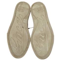 Pre Owned Gucci Metallic GG Canvas And Leather Low Top Sneakers Size 39