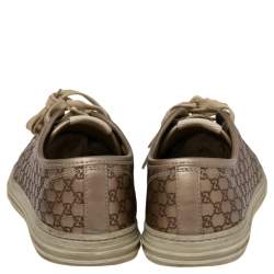 Pre Owned Gucci Metallic GG Canvas And Leather Low Top Sneakers Size 39