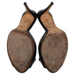 Pre Owned صندل سلايد غوتشي نيو هوليوود حلية هورسبيت جلد أسود مقاس 38