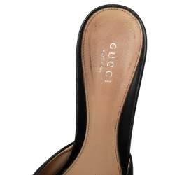 Pre Owned صندل سلايد غوتشي نيو هوليوود حلية هورسبيت جلد أسود مقاس 38