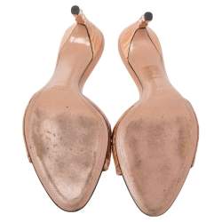 مملوكة مسبقًا Gucci Beige Croc Embossed Leather Horsebit Metal Heel Slide Sandals Size 37.5