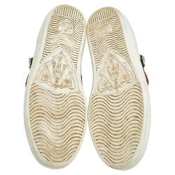 Gucci White Leather Ace Appliqué Embellished Low Top Sneakers Size 38