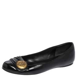 Gucci Black Patent Leather Hysteria Ballet Flats Size 36