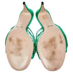 مملوكة مسبقًا صندل سلايد غوتشي جلد أخضر ميتاليك مزين عقدة مقاس 41.5