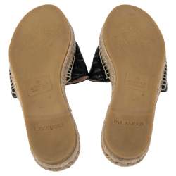 Pre Owned Gucci Black Leather GG Marmont Pilar Espadrilles Slides Size 41