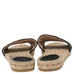 Pre Owned Gucci Black Leather GG Marmont Pilar Espadrilles Slides Size 41