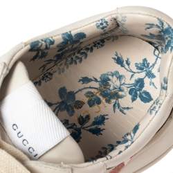 Pre Owned حذاء رياضي غوتشي رايتون جلد غليتر أبيض برباط مقاس 39