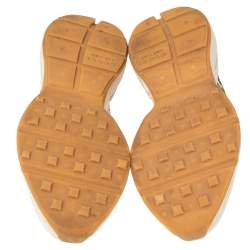 Pre Owned حذاء رياضي غوتشي رايتون جلد غليتر أبيض برباط مقاس 39