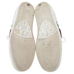 مملوكة مسبقًا Gucci White Leather Sequins And Crystal Lips Ace Low Top Sneakers Size 41