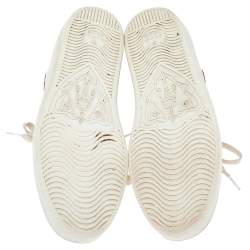 مملوكة مسبقًا Gucci White Leather And Python Embossed Leather Ace Sneakers Size 37