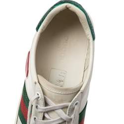 مم لوكة مسبقًا Gucci White Leather And Python Embossed Leather Ace Sneakers Size 37