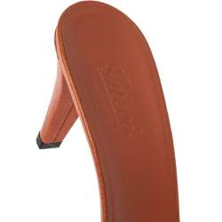 مملوكة مسبقًا Gucci Orange/Beige GG Canvas and Leather Bamboo Horsebit Slide Sandals Size 40