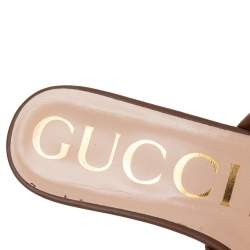 Pre Owned صندل سلايد غوتشي جلد ودينم أزرق بشعار G مزدوج مقاس 37