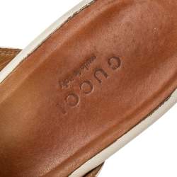 Pre Owned Gucci Cream Leather Princetown Horsebit Flat Mules Size 36