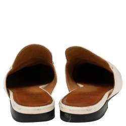 Pre Owned Gucci Cream Leather Princetown Horsebit Flat Mules Size 36