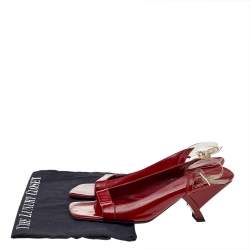Gucci Red Leather Open Toe Slingback Sandals Size 38.5