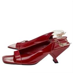 Gucci Red Leather Open Toe Slingback Sandals Size 38.5