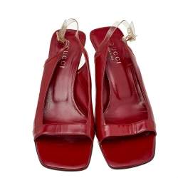 Gucci Red Leather Open Toe Slingback Sandals Size 38.5