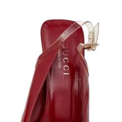 Gucci Red Leather Open Toe Slingback Sandals Size 38.5