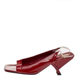 Gucci Red Leather Open Toe Slingback Sandals Size 38.5