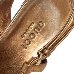 Gucci Metallic Bronze Leather Hysteria Slingback Sandals Size 35.5