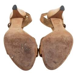 Gucci Metallic Bronze Leather Hysteria Slingback Sandals Size 35.5