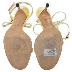 Gucci Yellow Patent Leather Tortoise Interlocking GG Strappy Sandals Size 39.5