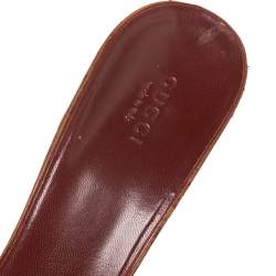 Gucci Brown Leather Crest Slide Sandals Size 41
