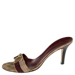 مملوكة مسبقًا Gucci Beige/Brown GG Canvas Hysteria Slide Sandals Size 41
