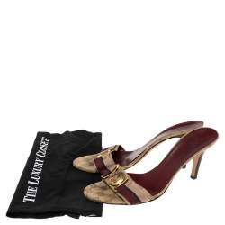 مملوكة مسبقًا Gucci Beige/Brown GG Canvas Hysteria Slide Sandals Size 41