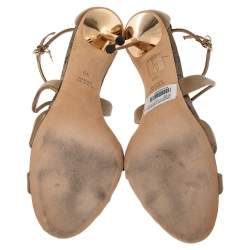 مملوكة مسبقًا Gucci Gold Leather Criss Cross Ankle Strap Open Toe Sandals Size 39