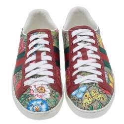 Pre Owned حذاء رياضي غوتشي إيس جلد وكا نفاس سوبريم GG  متعدد الألوان بعنق منخفضة مقاس 35.5