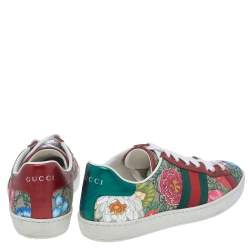 Pre Owned حذاء رياضي غوتشي إيس جلد وكانفاس سوبريم GG  متعدد الألوان بعنق منخفضة مقاس 35.5