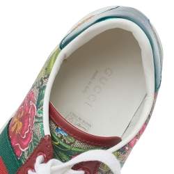 Pre Owned حذاء رياضي غوتشي إيس جلد وكانفاس سوبريم GG  متعدد الألوان بعنق منخفضة مقاس 35.5