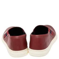 مملوكة مسبقًا Gucci Red Leather Slip On Sneakers Size 38