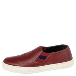 Gucci Red Leather Slip On Sneakers Size 38