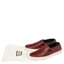 مملوكة مسبقًا Gucci Red Leather Slip On Sneakers Size 38