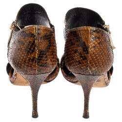 Gucci Brown Python Open Toe Zip Sandals Size 40.5