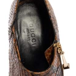 Gucci Brown Python Open Toe Zip Sandals Size 40.5