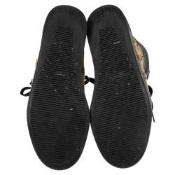 مملوكة مسبقًا Gucci Brown/Beige GG Canvas and Leather Lace Up High Top Sneakers Size 37