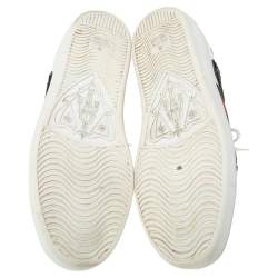 مملوكة مسبقًا Gucci White Leather Ace Arrow Crystals Embellished Low Top Sneakers Size 36.5