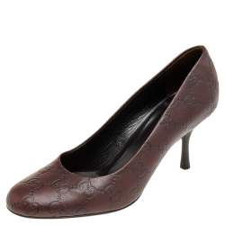 Pre Owned Gucci Brown Guccissima Leather Pumps Size 36